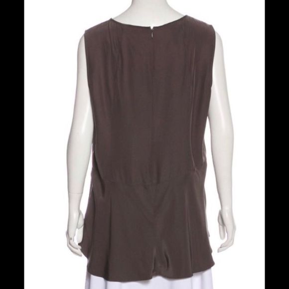 Sz12-Lafayette 148 Taupe Silk Sleeveless Top w Hi-Low Hem - Picture 2 of 11